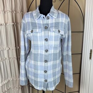 William Rast Gray Blue Plaid Button Down Shirt Jack Shacket Size XS